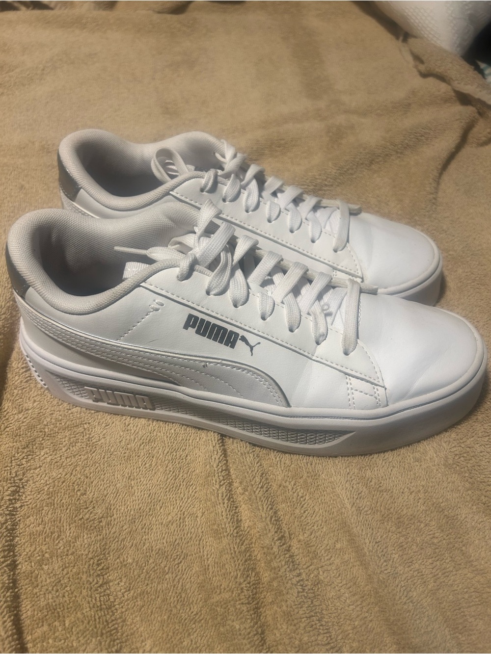 Puma White Low-Top Leather Sneakers